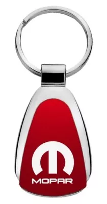 Genuine Mopar Red Logo Metal Chrome Tear Drop Key Chain Ring Fob • $10.95