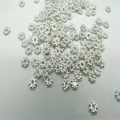 £1.20 • Buy 100 X 4mm Silver Small Daisy Snowflake Flower Spacer Beads Jewellery Maiking
