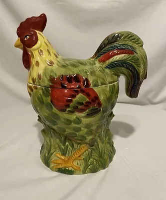 Tabletops Chicken Rooster Cookie Jar Hand Painted 11.5  • $27.95