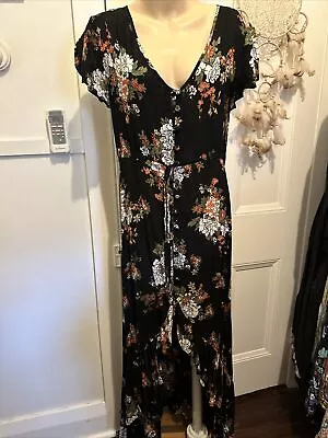 Bamboo Blonde Black Floral Maxi Dress Size 12 • $20