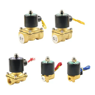Electric Solenoid Valve Brass Normally Closed DC 12V 24V / 220V AC BSP Air Water • £19.49