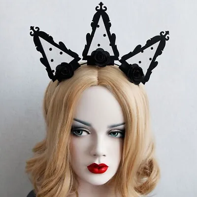 $23 • Buy Black Queen Crown Headpiece Fascinator - Festival Wear  FREE STANDARD POST
