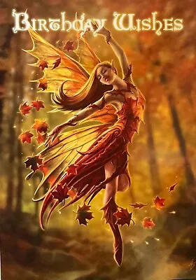 Anne Stokes ~ Autumn Fairy ~ Fantasy Pagan Wicca Woodland Blank Greetings Card • £2.90