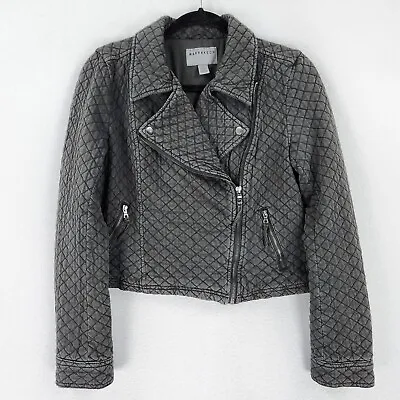 Marrakech Jacket Womens Small Gray Quilted Moto Anthropologie Cotton Cropped • $34.24