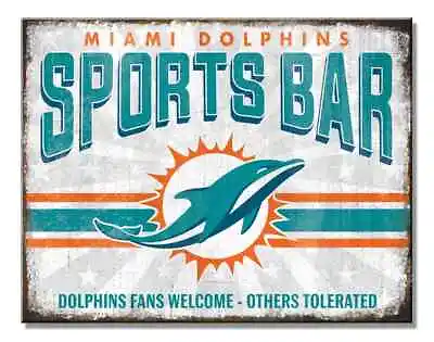 MIAMI DOLPHINS SPORTS BAR Poster-Style Distressed Metal Sign #1a - NEW • $19.99