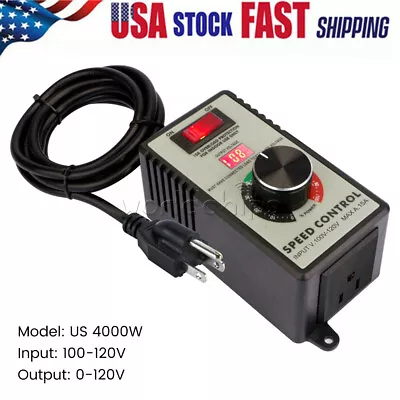 4000W LED Variable Speed Controller Electric Motor For Rheostat Fan AC 120V USA • $23.85