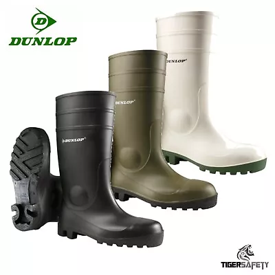 Dunlop Protomastor Waterproof Steel Toe Cap Safety Wellington Boots Wellies PPE • £19.95