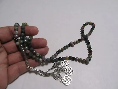 INDAIN AGATE Aqeeq Akik  PRAYER  BEADS MASBAHA TASBIH Rosary 99 6mm عقيق هنديA • $19.99