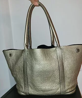 J Crew Borge Garveri Uptown Gold Leather Footed Tote Handbag Convertible • $79.99