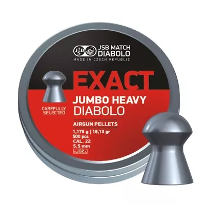 JSB Exact Jumbo Heavy Diabolo Airgun Pellets .22 Cal 5.5mm 18.13 Gr 500 Pcs • £21.99