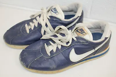 TRUE VINTAGE Nike Classic Cortez Blue Leather Running Shoes WOMEN'S Size 7.5 • $1389.56