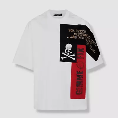 $1172 Mastermind Japan Men's White Skull And Crossbones Slogan T-Shirt Size M • $375.18