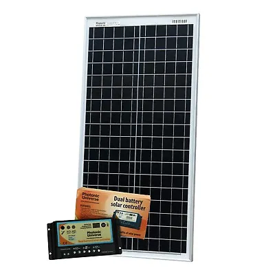 40W 12V Dual Battery Solar Panel Kit For Camper / Boat With Controller (40 Watt) • £99.99