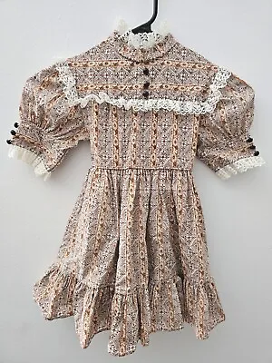 $19.99 • Buy Vintage Girl Toddler Brown Frilly Lace Dress Fall Size 3 3T Cinderella Brand
