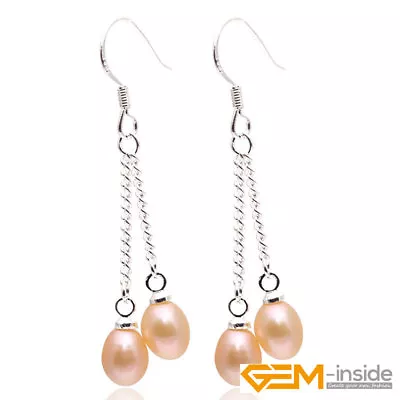 Natural Freshwater Pearl Charm Beads Dangle Silver Hook Earrings Fashion Jewelry • $2.56