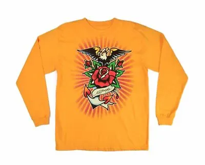 Ed Hardy Boys Girls Eagle Rose Screenprinted L/s Crew Neck T-shirt Yellow Large • $8.99
