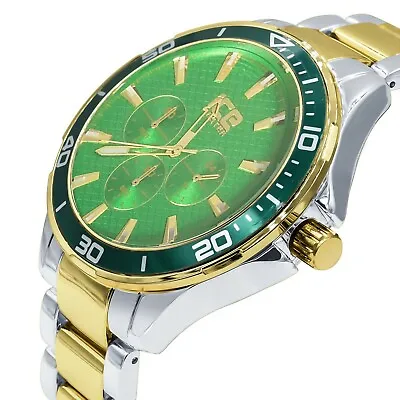  2 Tone Green Emerald Jojino Joe Rodeo Stainless Steel Back Metal Men Watch 45mm • $69.99