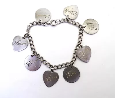 Vintage BABY-BOOMER Post WW2 Sterling Silver FAMILY Mother's Charm Bracelet • $125