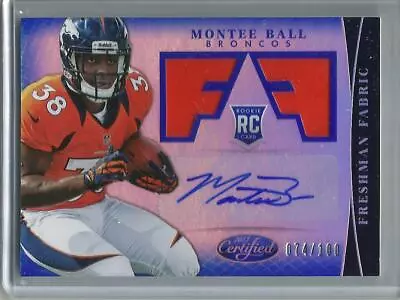 Montee Ball 2013 Panini Certified Mirror Blue Autograph Game Jersey RC #74/100 • $5