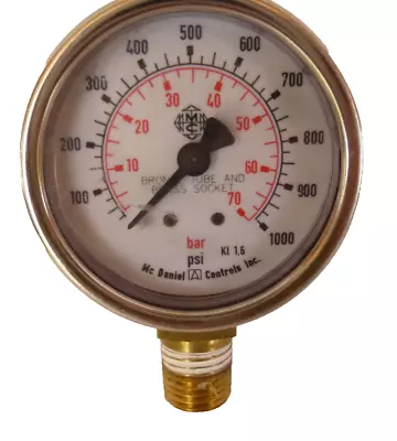 McDaniel Controls 1000 (1000) Psi / 70 Bar Pressure Gauge. ~2  Diameter • $7.50