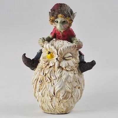 Fairy Pixie Riding An Owl Mystical Garden Resin Ornament | Gift | Magical • £13.95