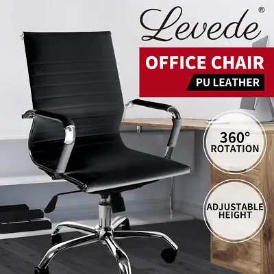 Levede Office Chair Gaming Chairs Executive Mid-Back Computer PU Leather Seat • $109.99