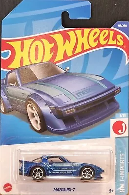 Hot Wheels 2022 Mazda RX-7 Blue #97 HW J-Imports 1/10 New Long Card • $9.95