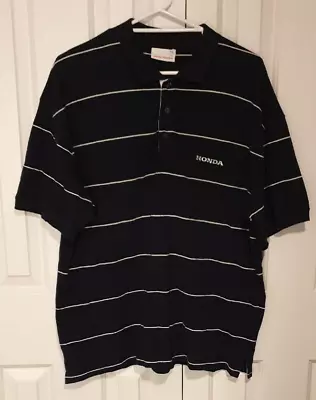 Honda Collection Cotton Short Sleeve Polo Shirt Blue White Stripes Size Mens 2XL • £11.15