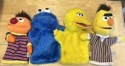 Sesame Street  Vintage Applause Hand Puppets X4 Plush Ernie Bert Big Bird Cookie • £14.99