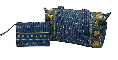 Vera Bradley Vintage Bee Pattern W/ Yellow Roses Shoulder Bag & Wrist Wallet • $29.99