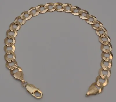 Gold Chain 10k Solid Yellow Cuban Curb Link Anklet Bracelet 9 In 9.6 Mm 17.5 Gr • $808.40