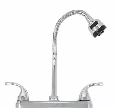 8  Center Two Handle Kitchen Chromed Plastic Faucet With Tall Flexible Spout ADA • $23.79