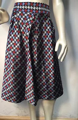 J.Mclaughlin Silk Houndstooth Skirt Gros Grain  Size 12 Vtg NWT Bin-O • $49.99