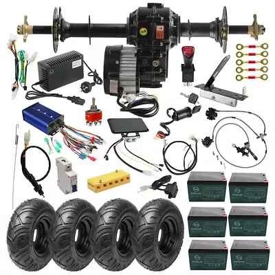 DIY Go Kart Rear Axle 1500w Differential Motor Gearbox Battery Wheels Brake • $349.49