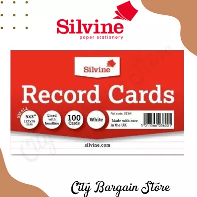 £3.49 • Buy Silvine 5x3  A6 Revision Index Flash White Ruled Record Cards Ruled