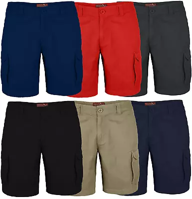 Men's Cargo Shorts 6 Pocket Combat Flat Front Chino Half Pants Waist Size 32-44 • $14.32