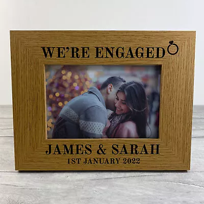 WERE ENGAGED Gift Personalised Wood Photo Frame Gift For Couple Keepsake Gift • £7.99