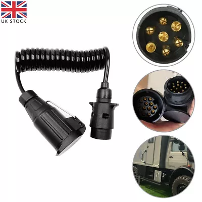 185CM 7 Pin To 13 Pin Adaptor Trailer Extension Lead Caravan Towing Socket Plug • £16.82