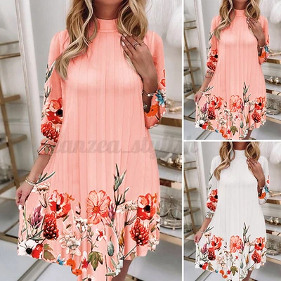 $23.93 • Buy Women Hippie Floral Long Sleeve Midi Dress Casual Skinny Holiday Beach Maxi Dres