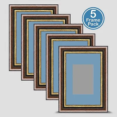 Brown Gold Photo Frame 6x4 5 PACK Incl Baby Blue Mount 3.5x2.5 ACEO Art • £20.50