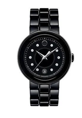 NWT Movado Cerena Stainless Steel Diamond Dial Watch In Black • $698