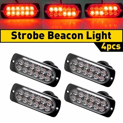 4X 12LED Red Car Truck Warning Beacon Brake Strobe Light Bar 18 Flashing Modes • $16.14