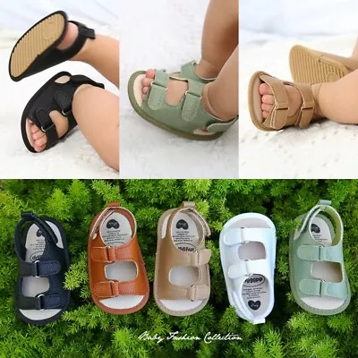 Newborn Baby Girls Boy Sandals Non-Slip Soft Sole Crib Shoes Prewalker Summer UK • £7.93