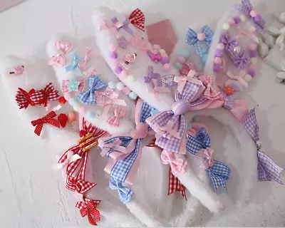 Sweet Rabbit Ear Ribbon Headband Harajuku Kawaii Cosplay Pastel Bunny Headwear • £45.24