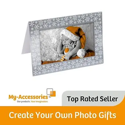 Blank Silver Christmas Card Pack Of 6 With 6 X 4 Inch Photo Insert Size • £4.95