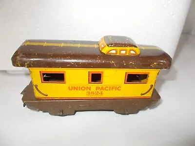 Vtg MARX Pre-War Tin Litho 4-Wheel Union Pacific 3824 Caboose • $15