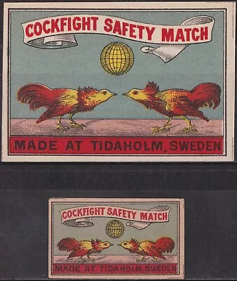 Old Matchbox Labels Sweden Cockfight PACKET & BOX SIZE • $3.49