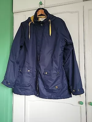 Lighthouse Womens Navy Blue & Mustard Hooded Jacket Size 20 • £16.99