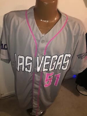 Las Vegas 51s Gray Pink Ribbon Jersey Minor League Baseball Men’s Size XL • $22.99