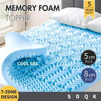 7-Zone Memory Foam Mattress Topper Queen 5/8CM Bed Underlay Double King Single • $55.90